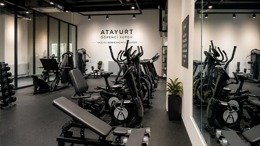 Atayurt Öğrenci Yurdu öğrencilere özel modern spor salonu ve fitness merkezi